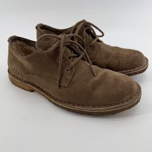 UGG Men's Brown Suede Oxford Shoes Size 8 Sheepskin Lined Lace‎ Up